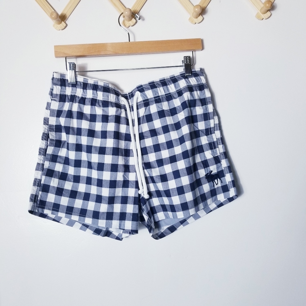 NWT ABERCROMBIE & FITCH MEN'S BLUE AND WHITE SWIM TRUNKS WITH LINER SIZE…